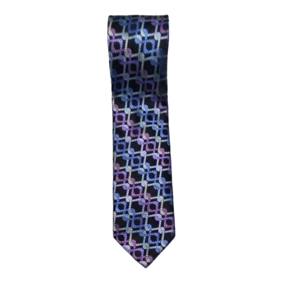 Robert Talbott Mens Extra Long Fine Silk Best Of Class Black Geometric Tie EUC - Picture 1 of 3